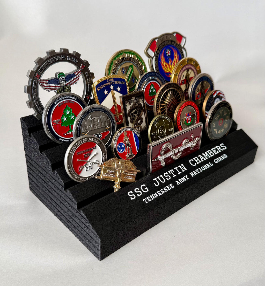 Personalized Challenge Coin Holder / Desk Display – Military, Police, Fire, EMS, First Repsonders