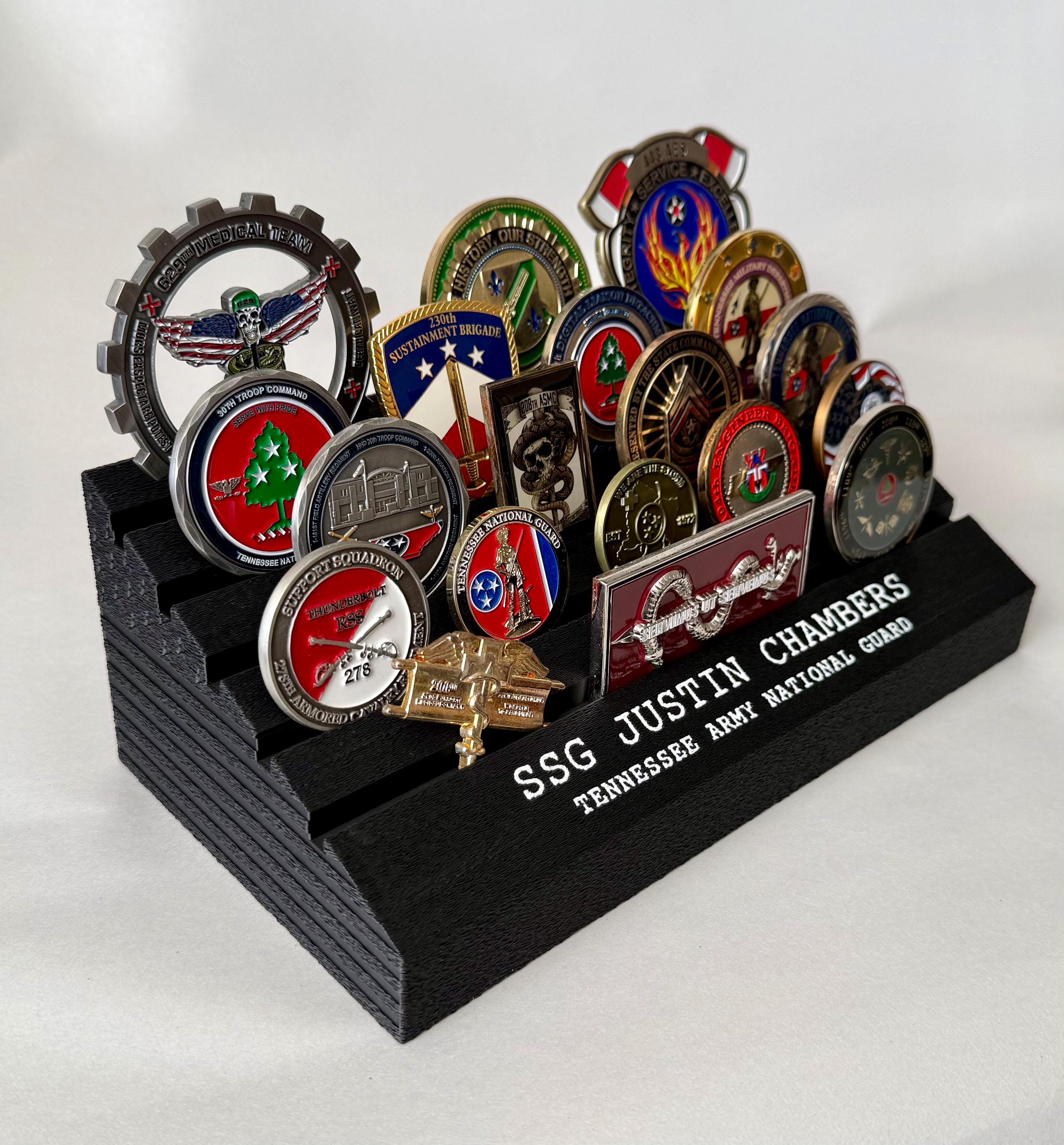 Personalized Challenge Coin Holder / Desk Display – Military, Police, Fire, EMS, First Repsonders
