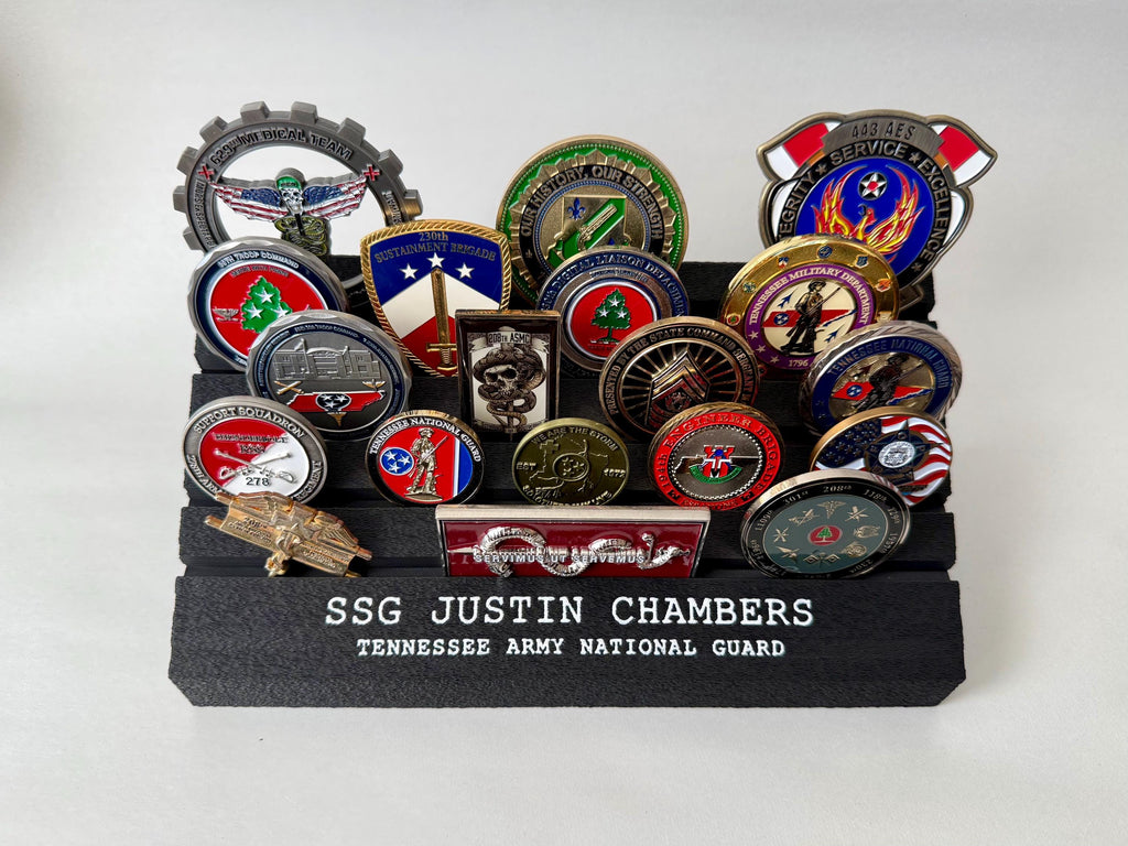 Personalized Challenge Coin Holder / Desk Display – Military, Police, Fire, EMS, First Repsonders