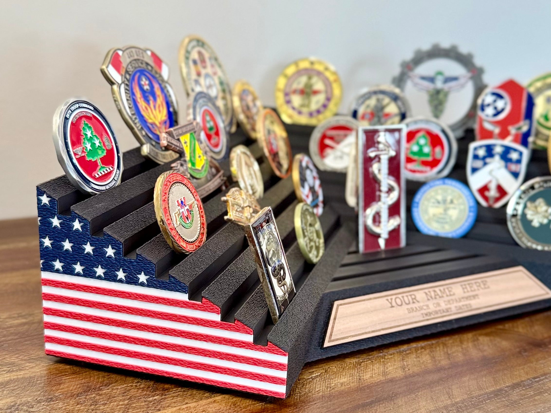American Flag Challenge Coin Holder Display