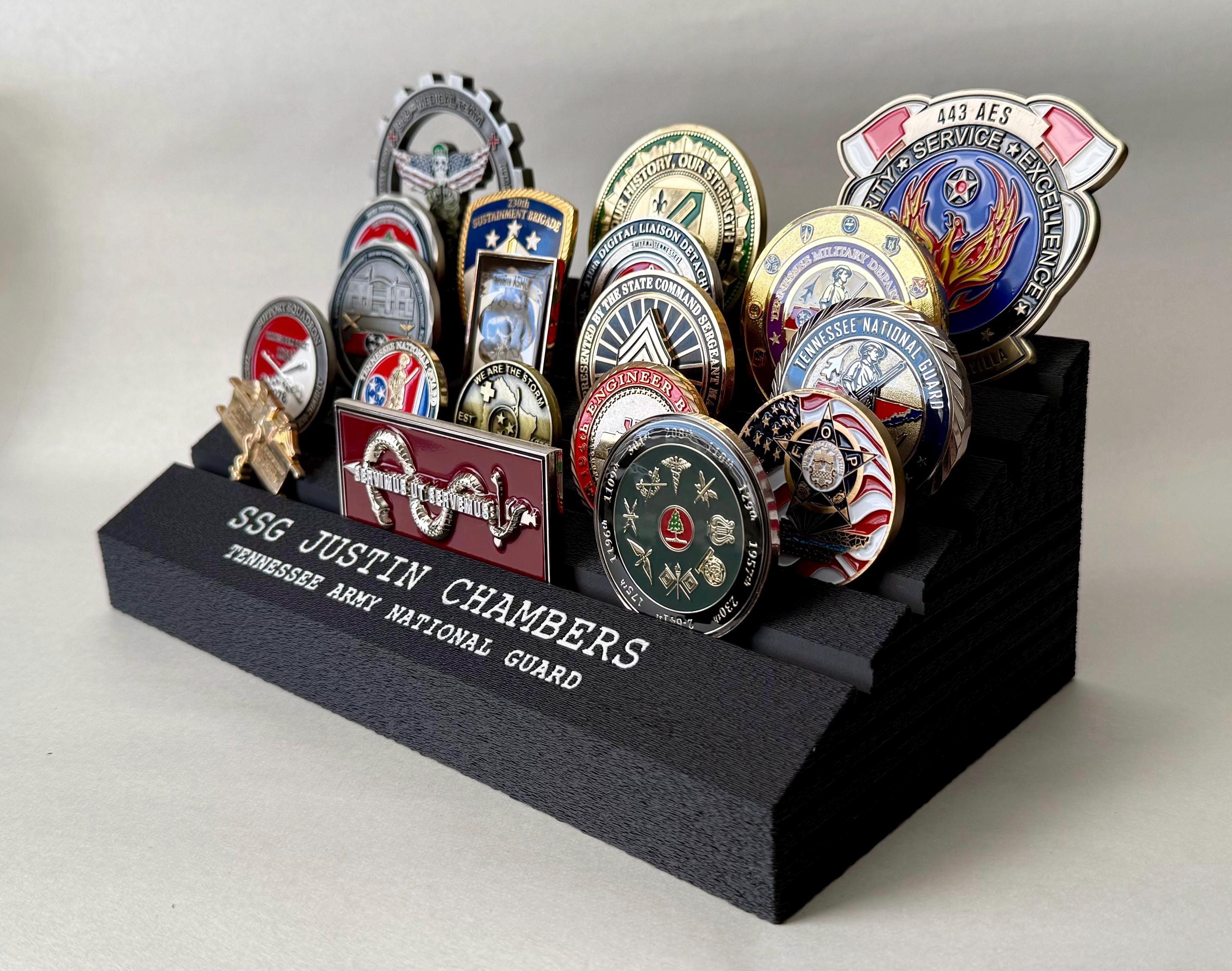 Personalized Challenge Coin Holder / Desk Display – Military, Police, Fire, EMS, First Repsonders